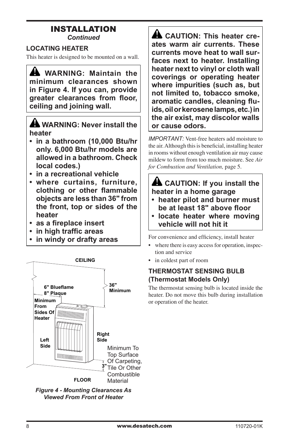 Installation | Desa VN1000BTA User Manual | Page 8 / 28