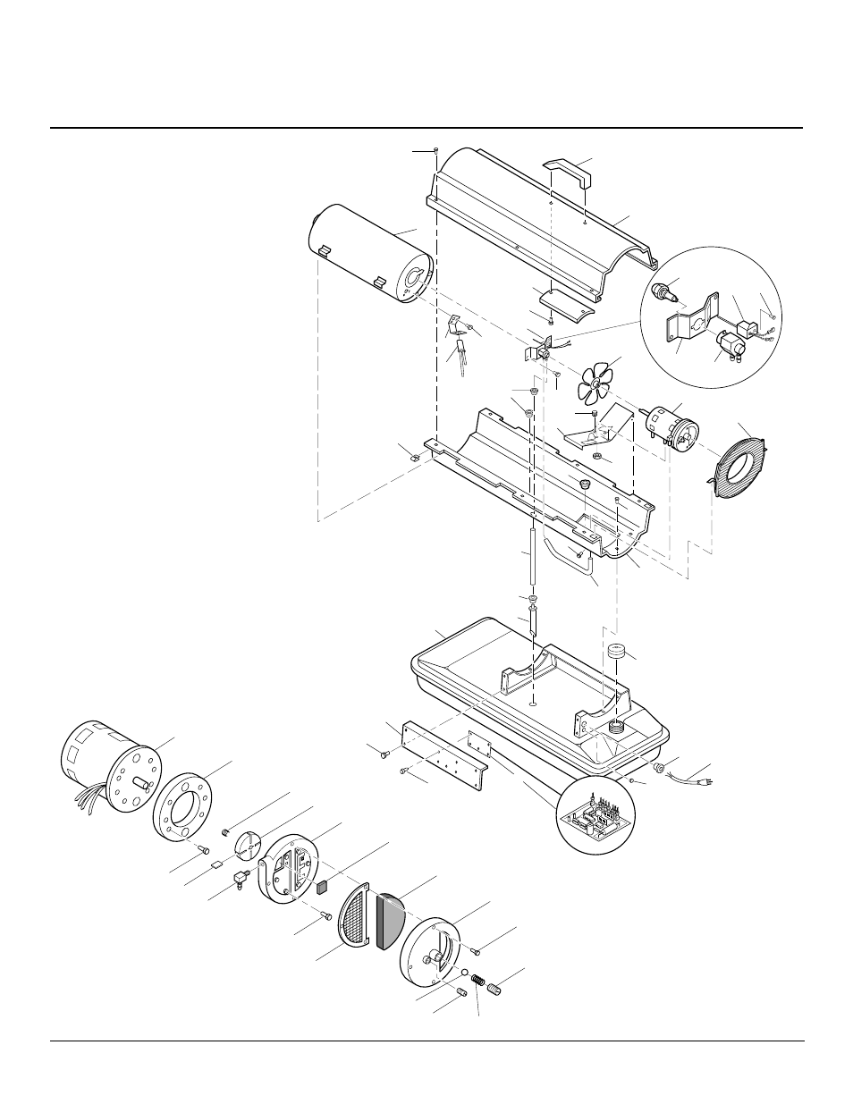Portable forced air heaters, Illustrated parts breakdown, Motor and pump assembly | Desa 35 User Manual | Page 12 / 14