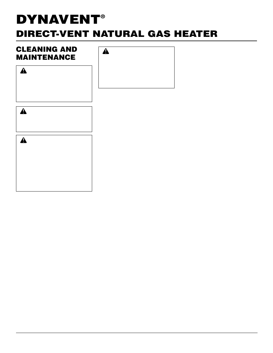Dynavent, Direct-vent natural gas heater, Cleaning and maintenance | Desa DNV40NB User Manual | Page 14 / 30