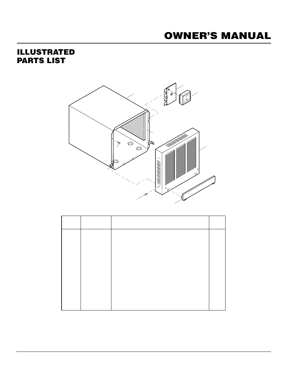 Owner’s manual, Illustrated parts list | Desa DNV40NB User Manual | Page 21 / 30