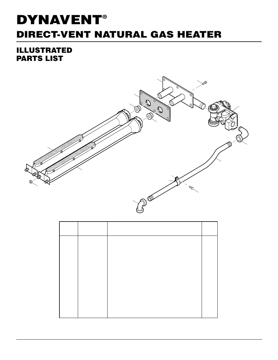Dynavent, Direct-vent natural gas heater, Illustrated parts list | Desa DNV40NB User Manual | Page 26 / 30