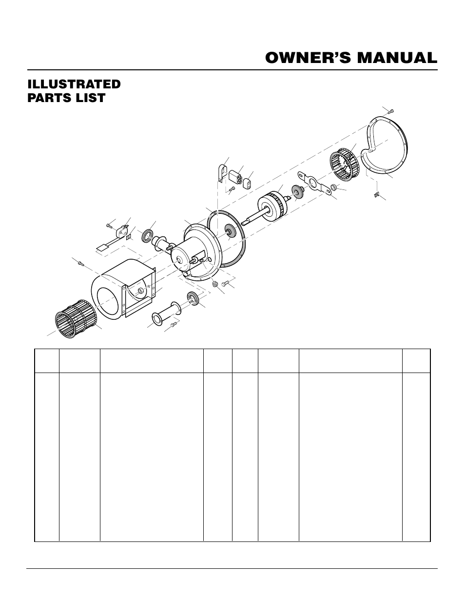 Owner’s manual, Illustrated parts list | Desa DNV40NB User Manual | Page 27 / 30