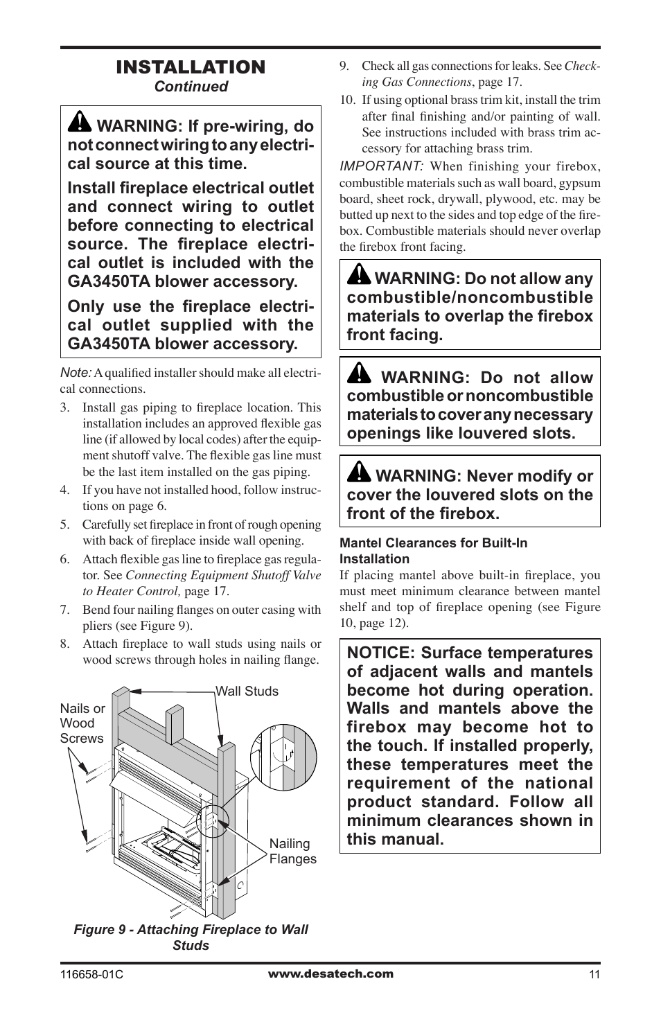 Installation | Desa CDCFPRA User Manual | Page 11 / 40