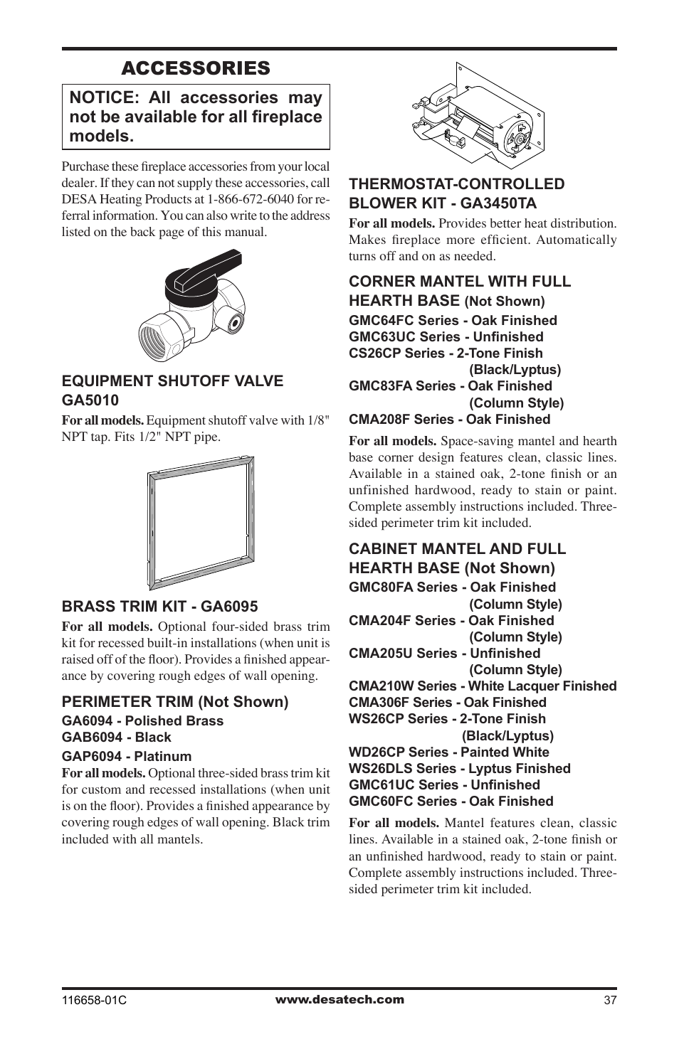 Accessories | Desa CDCFPRA User Manual | Page 37 / 40