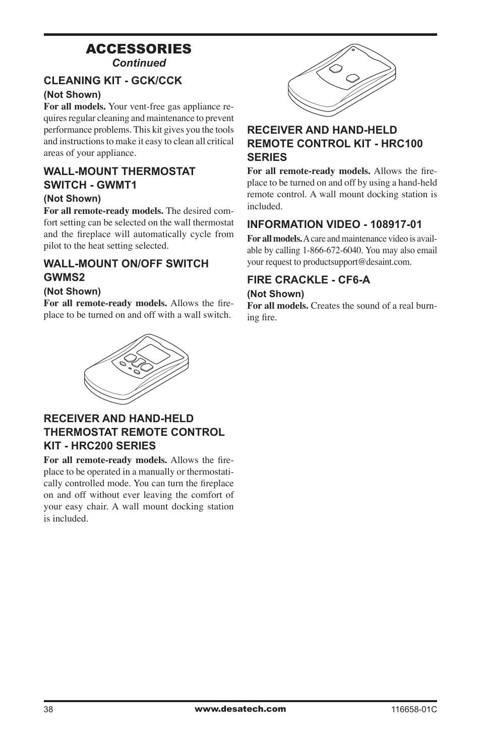 Accessories | Desa CDCFPRA User Manual | Page 38 / 40