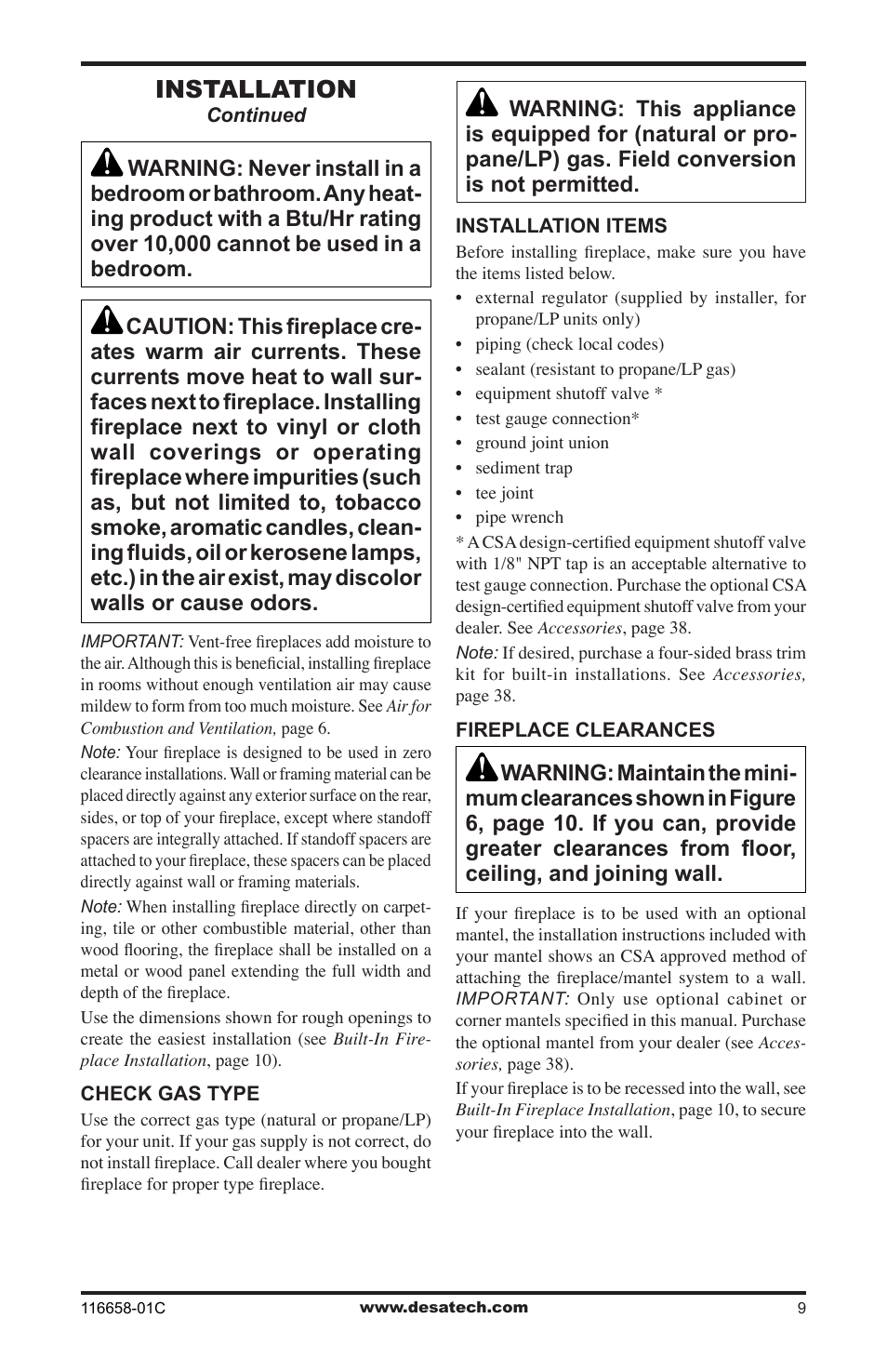 Installation | Desa CDCFPRA User Manual | Page 9 / 40