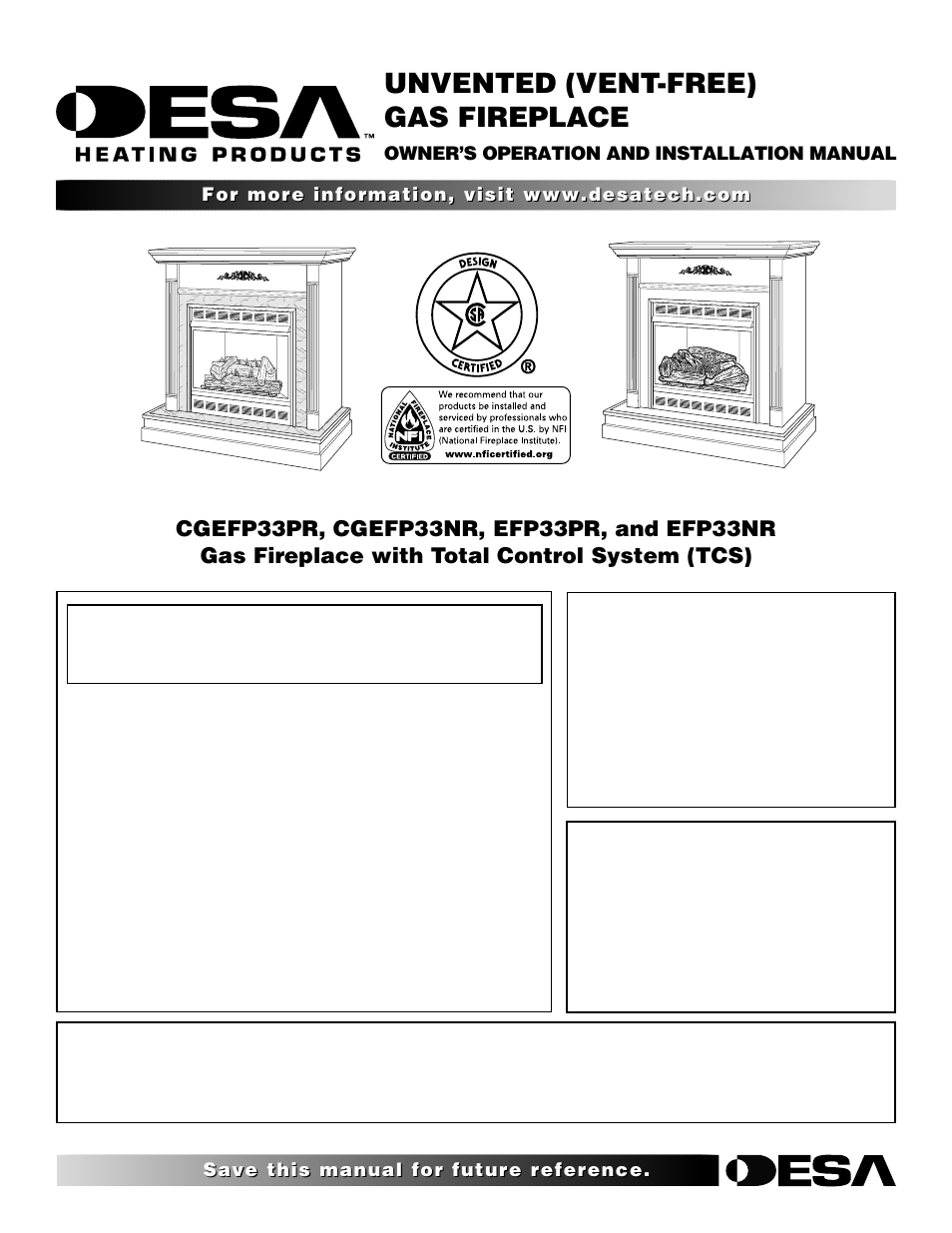 Desa CGEFP33NR User Manual | 44 pages