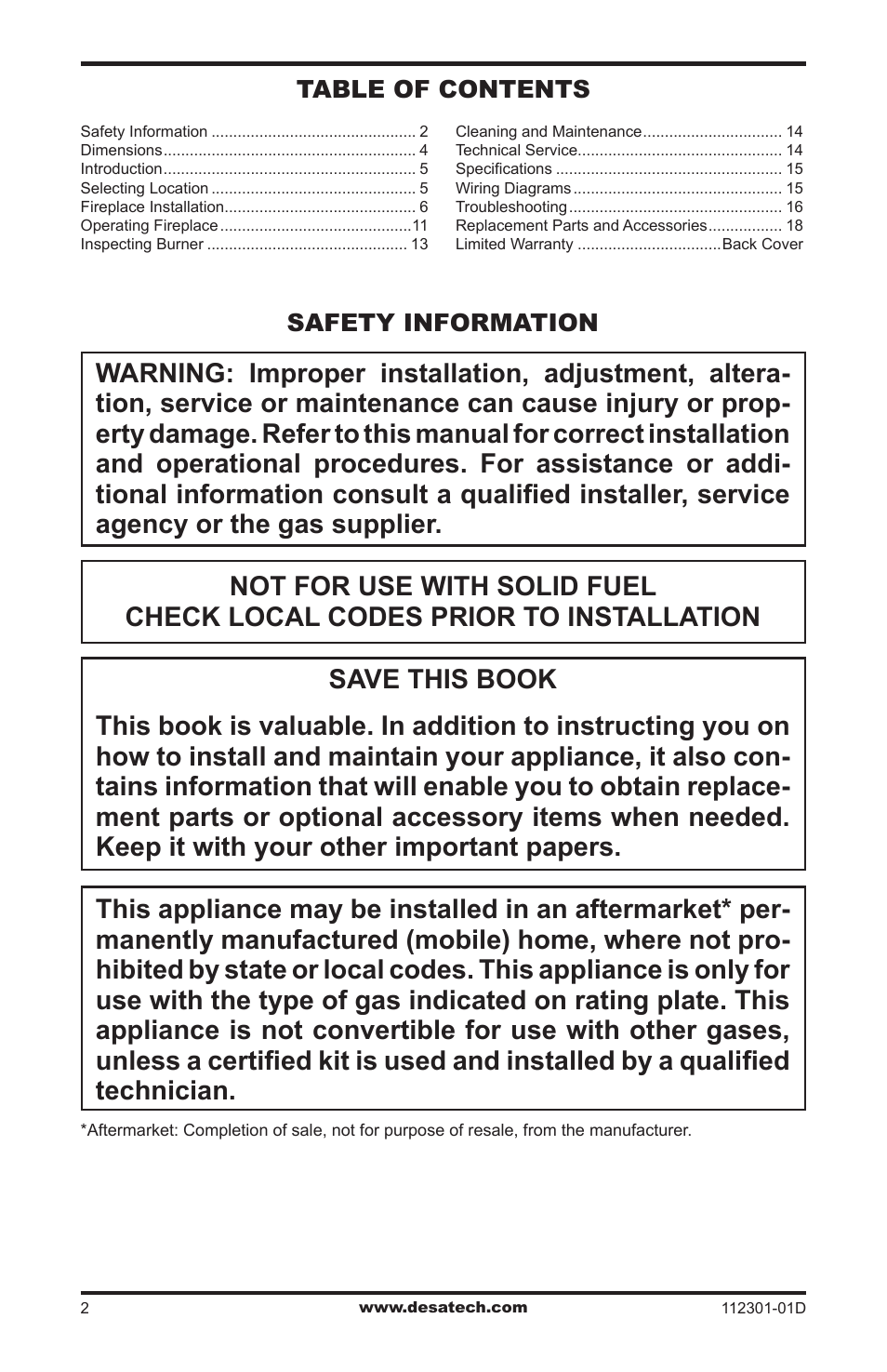 Safety information | Desa GL36CRP User Manual | Page 2 / 20