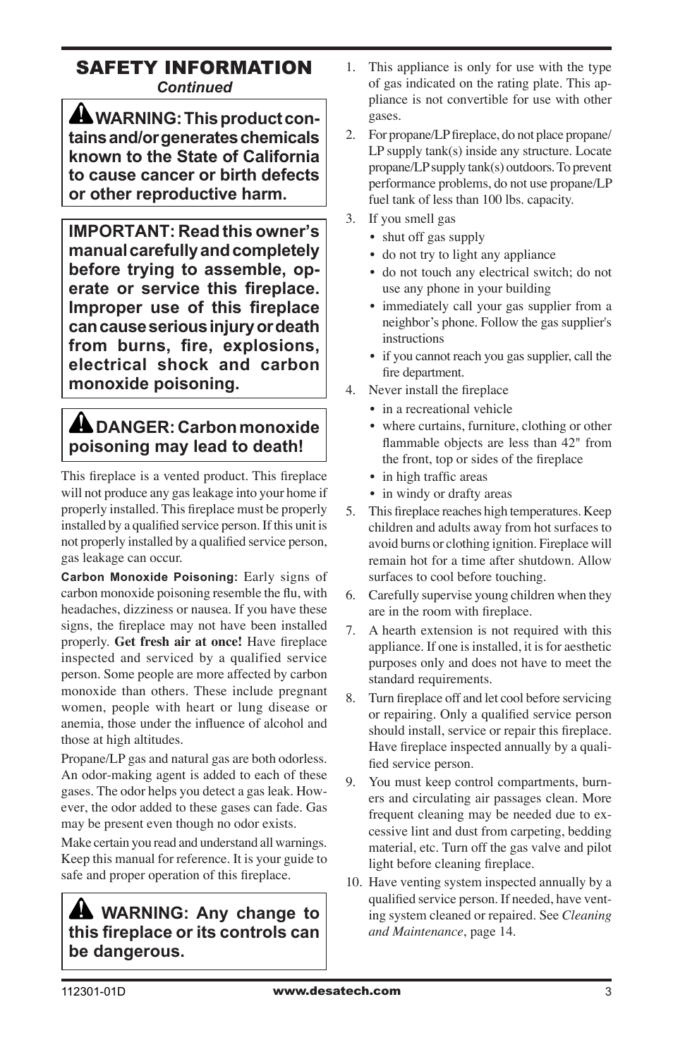 Safety information | Desa GL36CRP User Manual | Page 3 / 20