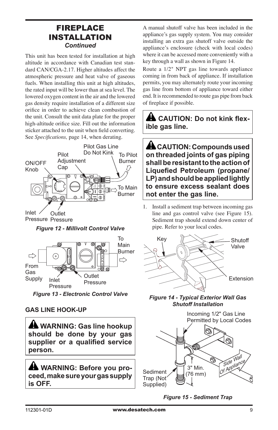 Fireplace installation | Desa GL36CRP User Manual | Page 9 / 20
