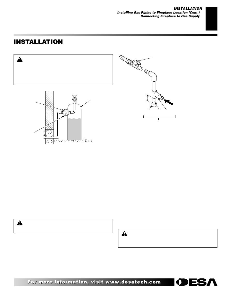 Installation, Continued | Desa VYGF33NRB User Manual | Page 13 / 40