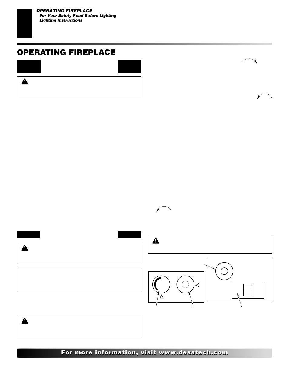 Operating fireplace, For your safety read before lighting, Lighting instructions | Desa VYGF33NRB User Manual | Page 18 / 40