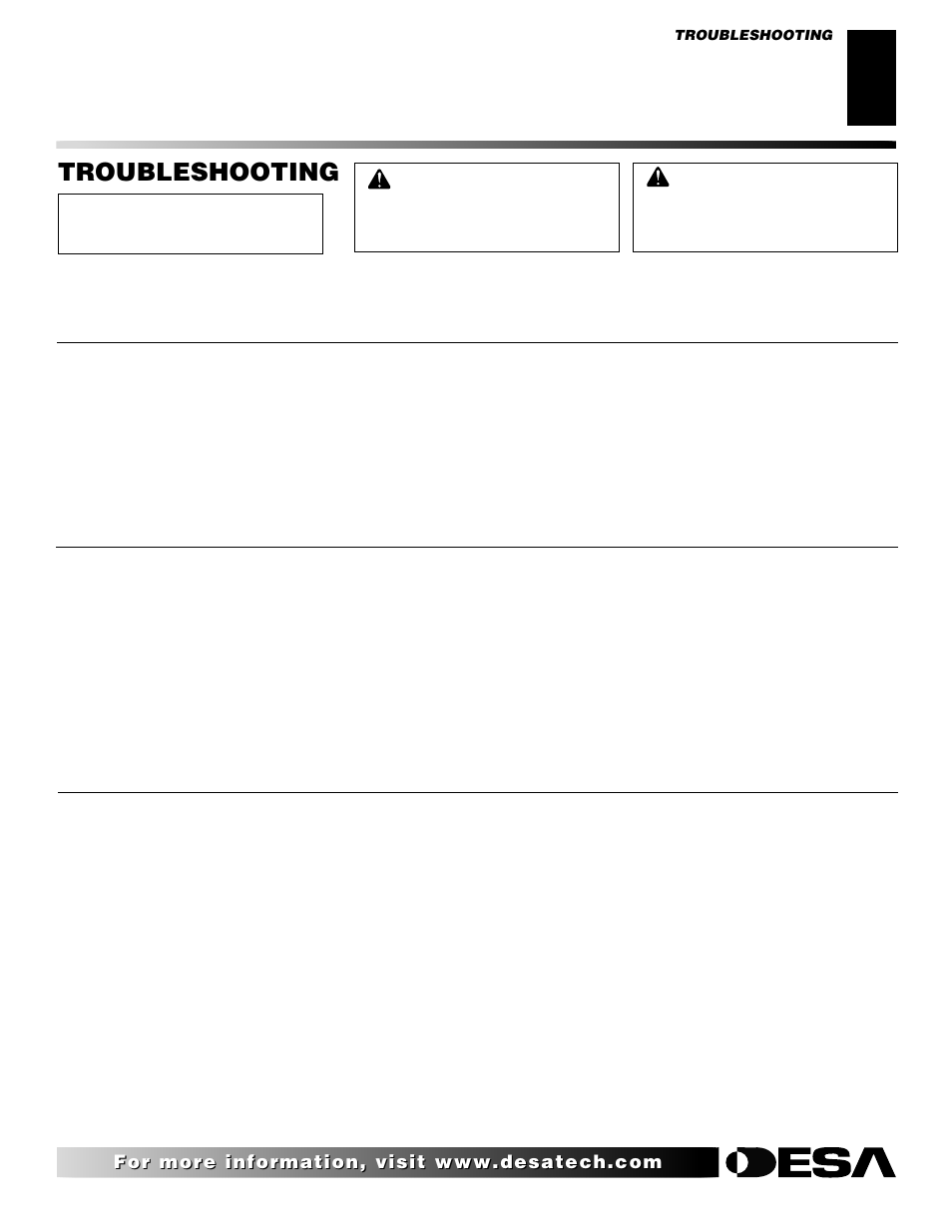 Troubleshooting | Desa VYGF33NRB User Manual | Page 23 / 40