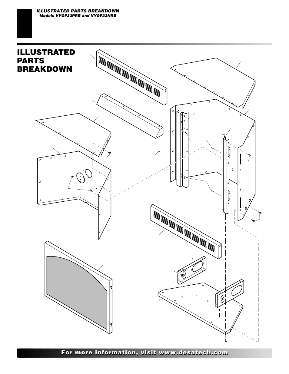 Illustrated parts breakdown, Firebox vygf33prb vygf33nrb | Desa VYGF33NRB User Manual | Page 28 / 40