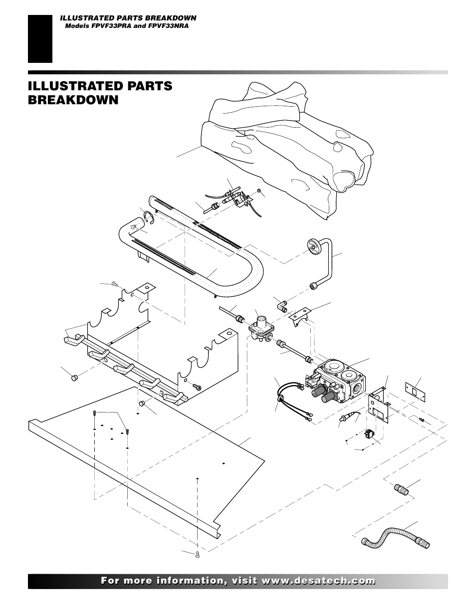 Illustrated parts breakdown, Fpvf33pra fpvf33nra (shown) | Desa VYGF33NRB User Manual | Page 30 / 40