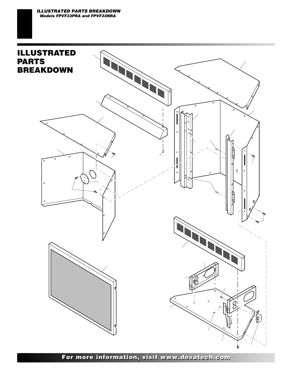 Illustrated parts breakdown, Firebox fpvf33pra fpvf33nra | Desa VYGF33NRB User Manual | Page 32 / 40