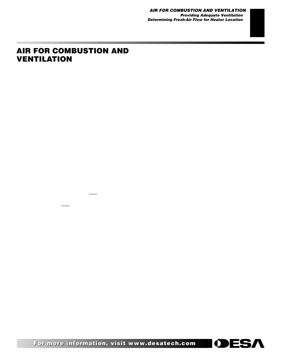 Air for combustion and ventilation, Continued | Desa VYGF33NRB User Manual | Page 5 / 40
