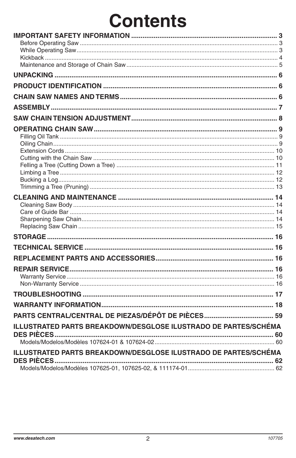 Desa 11174-01 User Manual | Page 4 / 68