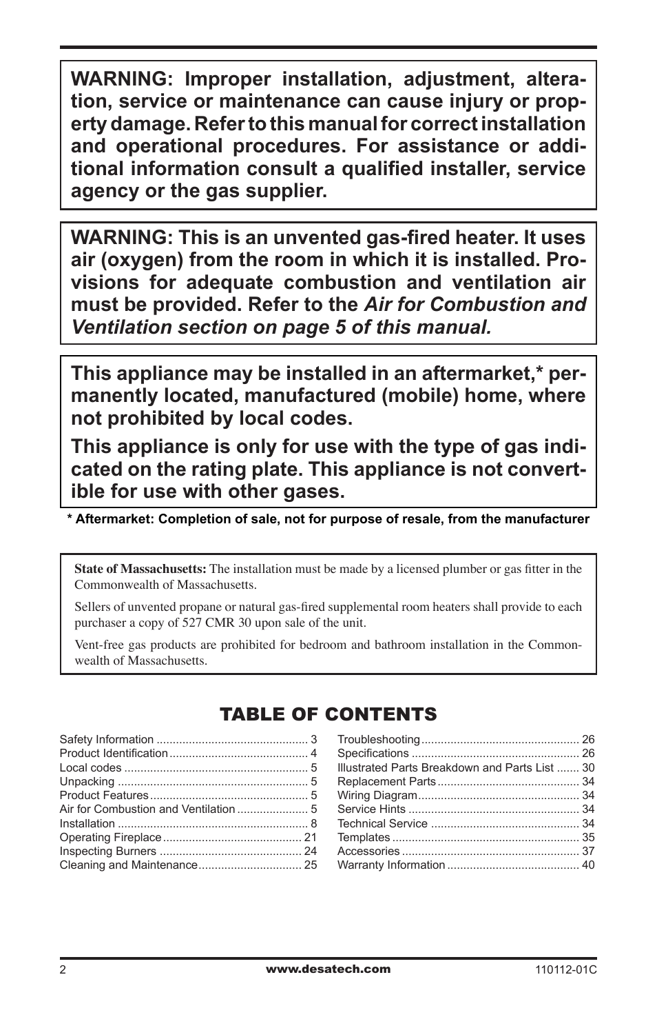 Desa VTGF33NRA User Manual | Page 2 / 40