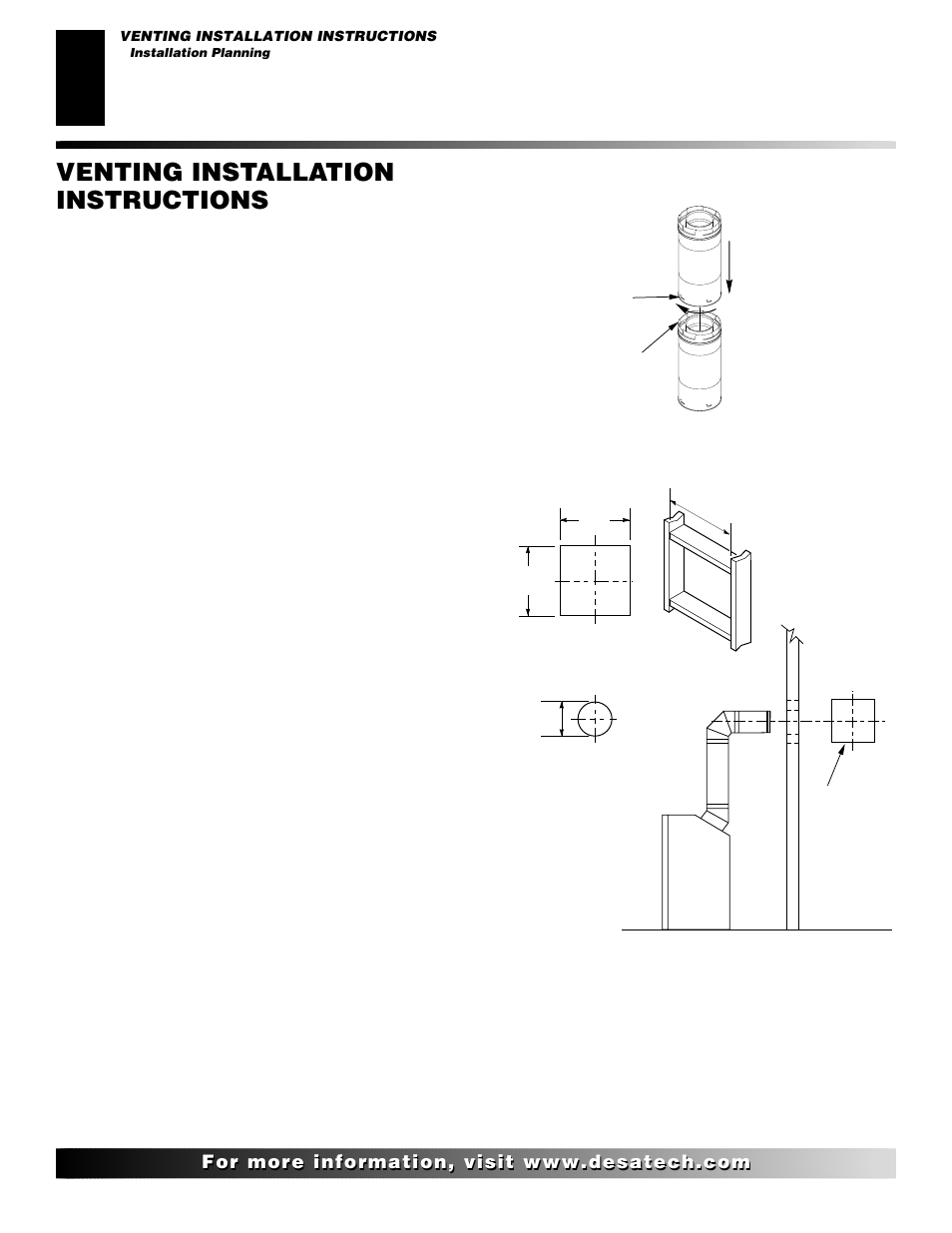 Venting installation instructions, Continued, Installation planning | Horizontal termination installation | Desa (V)K42EN SERIES User Manual | Page 8 / 38