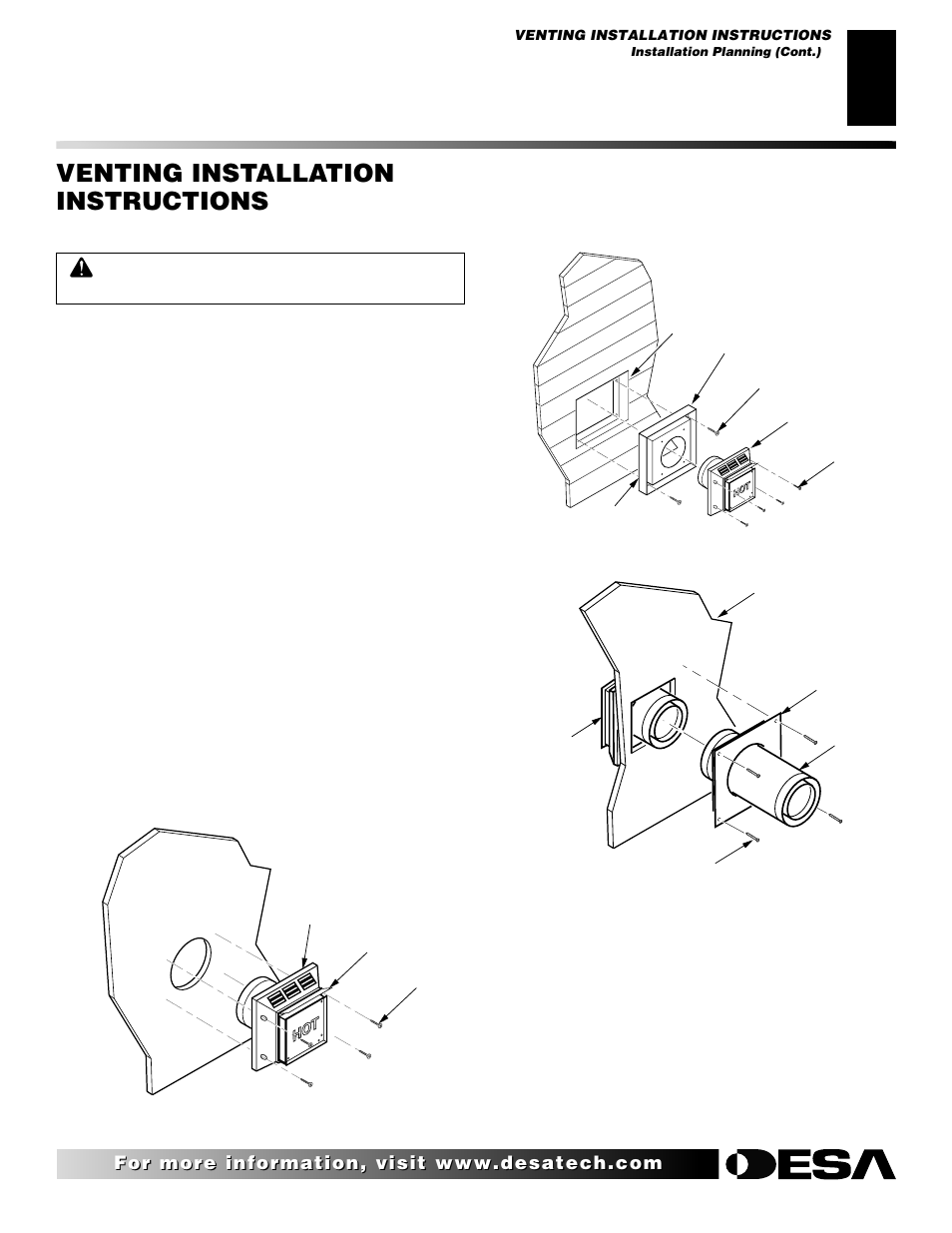 Venting installation instructions, Continued | Desa (V)K42EN SERIES User Manual | Page 9 / 38