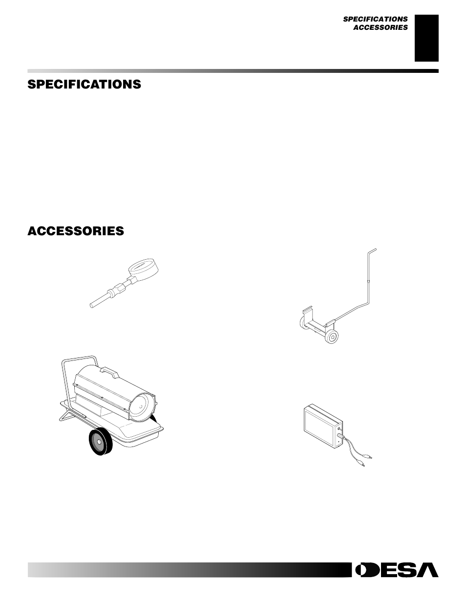 Specifications, Accessories, Specifications accessories | Desa BY35CEH User Manual | Page 15 / 26