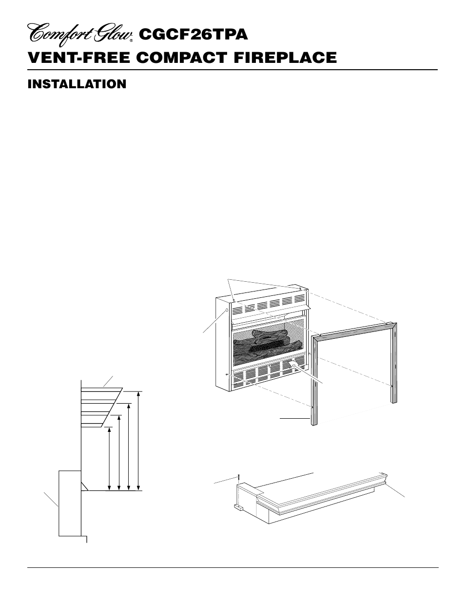 Vent-free compact fireplace cgcf26tpa, Installation, Continued | Desa CGCF26TPA User Manual | Page 10 / 24
