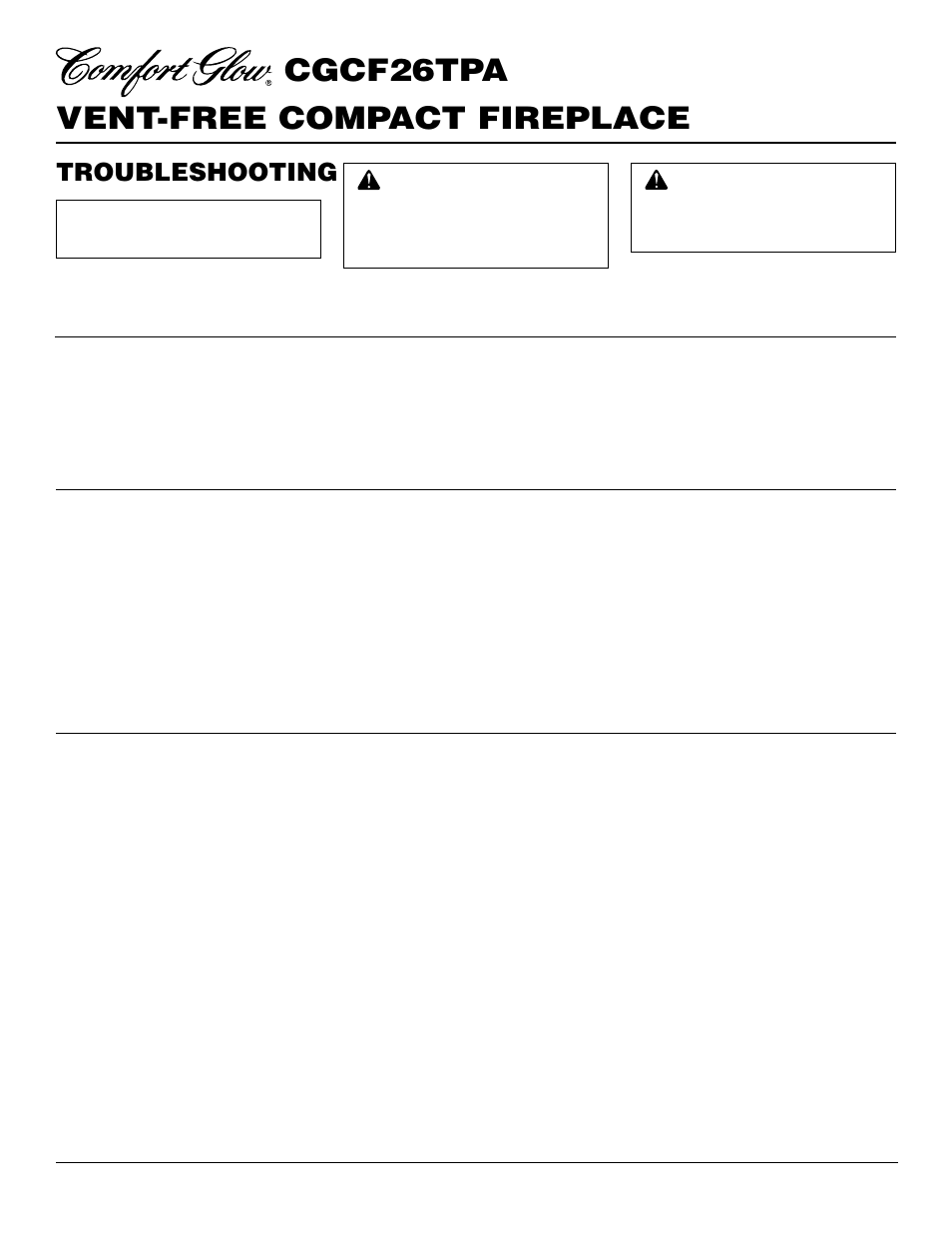 Vent-free compact fireplace cgcf26tpa, Troubleshooting | Desa CGCF26TPA User Manual | Page 16 / 24