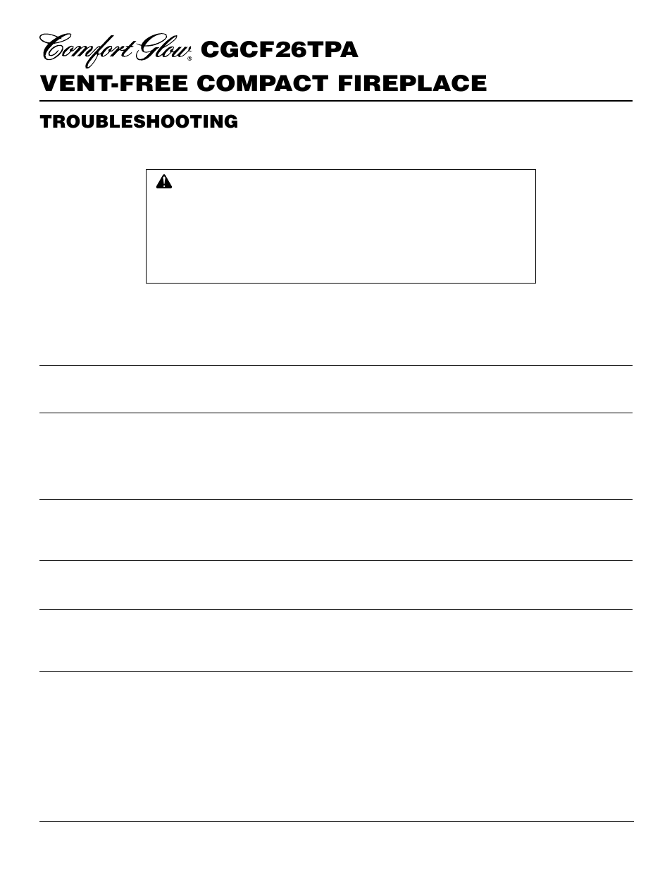 Vent-free compact fireplace cgcf26tpa, Troubleshooting | Desa CGCF26TPA User Manual | Page 18 / 24