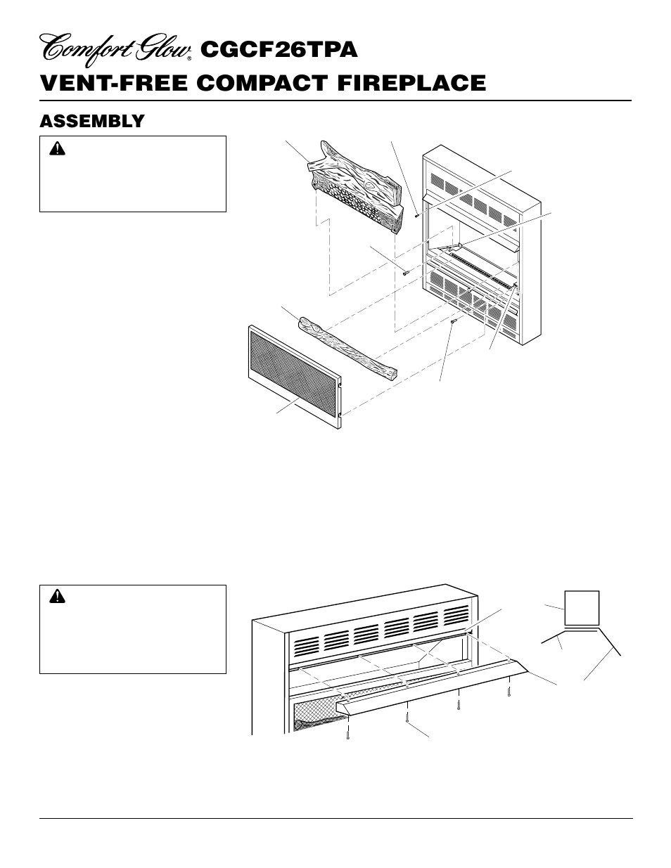 Vent-free compact fireplace cgcf26tpa, Assembly | Desa CGCF26TPA User Manual | Page 4 / 24