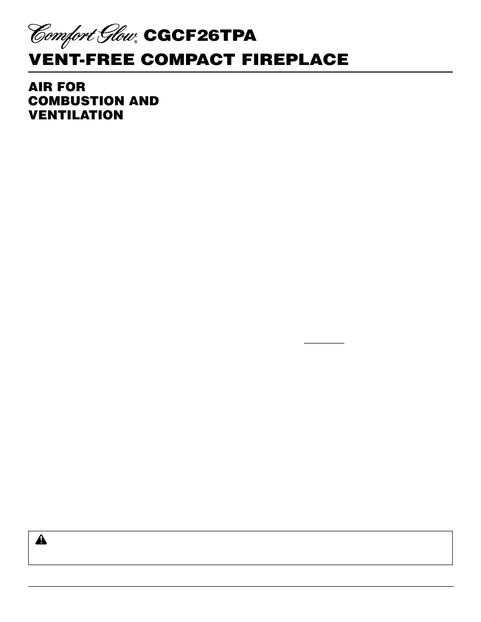 Vent-free compact fireplace cgcf26tpa, Air for combustion and ventilation | Desa CGCF26TPA User Manual | Page 6 / 24