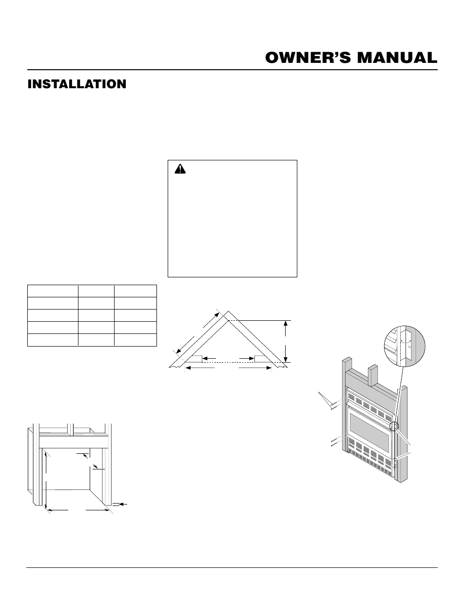 Owner’s manual, Installation, Continued | Built-in fireplace installation | Desa CGCF26TPA User Manual | Page 9 / 24