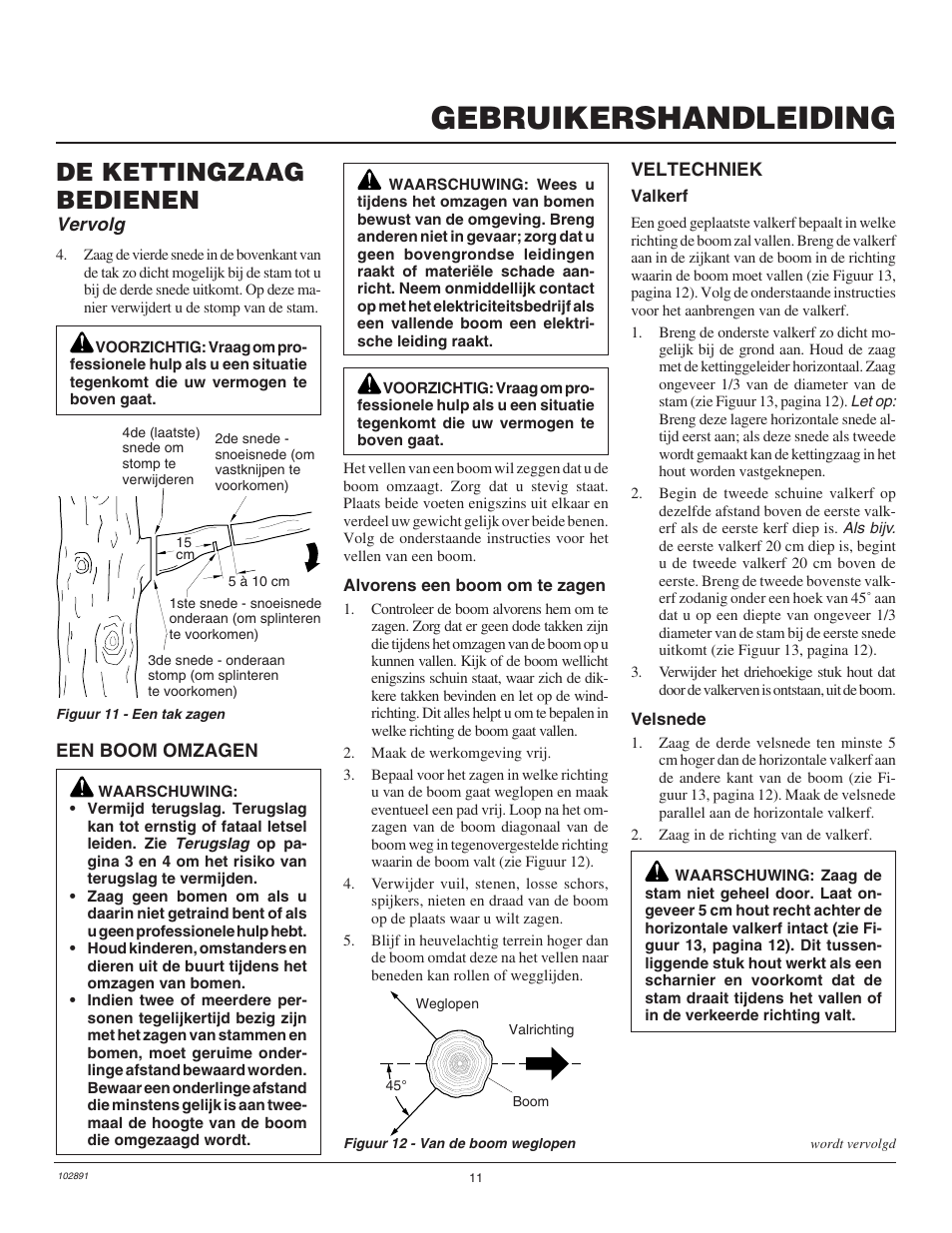 Gebruikershandleiding, De kettingzaag bedienen, Vervolg | Desa Remington 100271-01 User Manual | Page 29 / 74