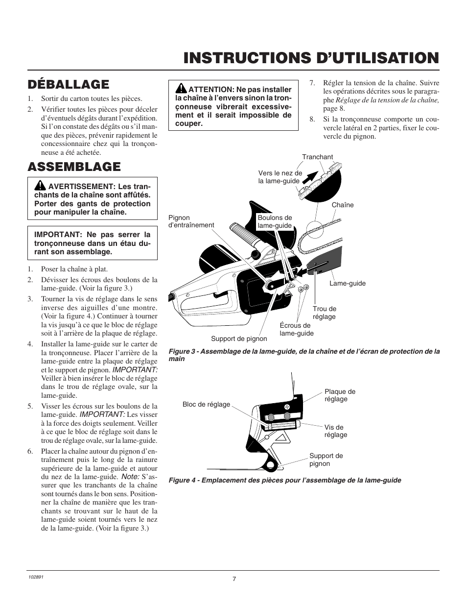 Instructions d’utilisation, Déballage, Assemblage | Desa Remington 100271-01 User Manual | Page 43 / 74