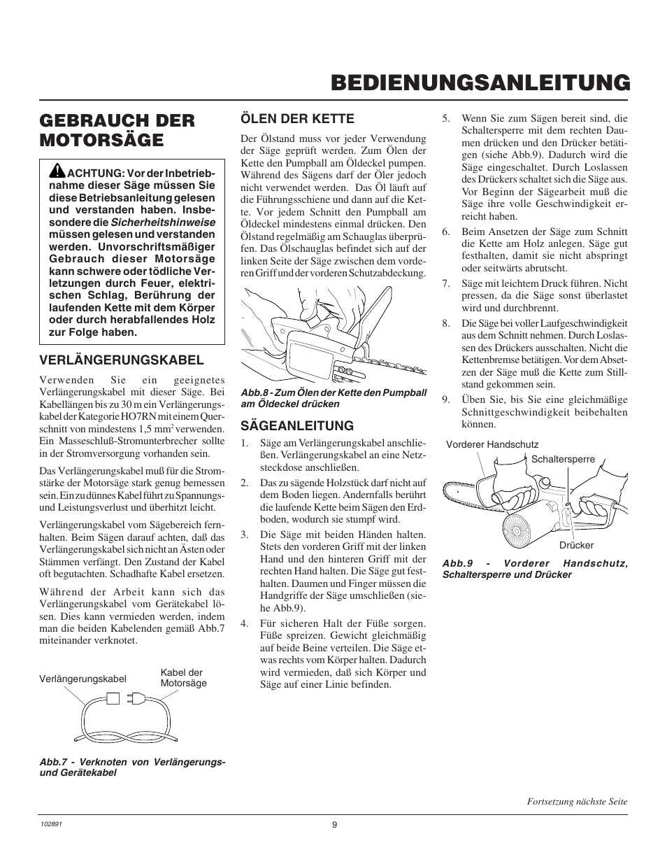 Bedienungsanleitung, Gebrauch der motorsäge | Desa Remington 100271-01 User Manual | Page 63 / 74
