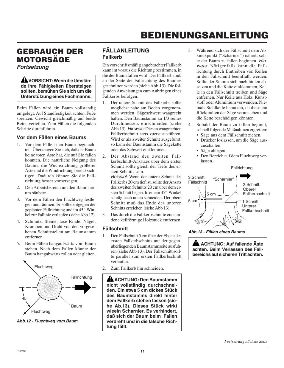 Bedienungsanleitung, Gebrauch der motorsäge, Fortsetzung | Desa Remington 100271-01 User Manual | Page 65 / 74