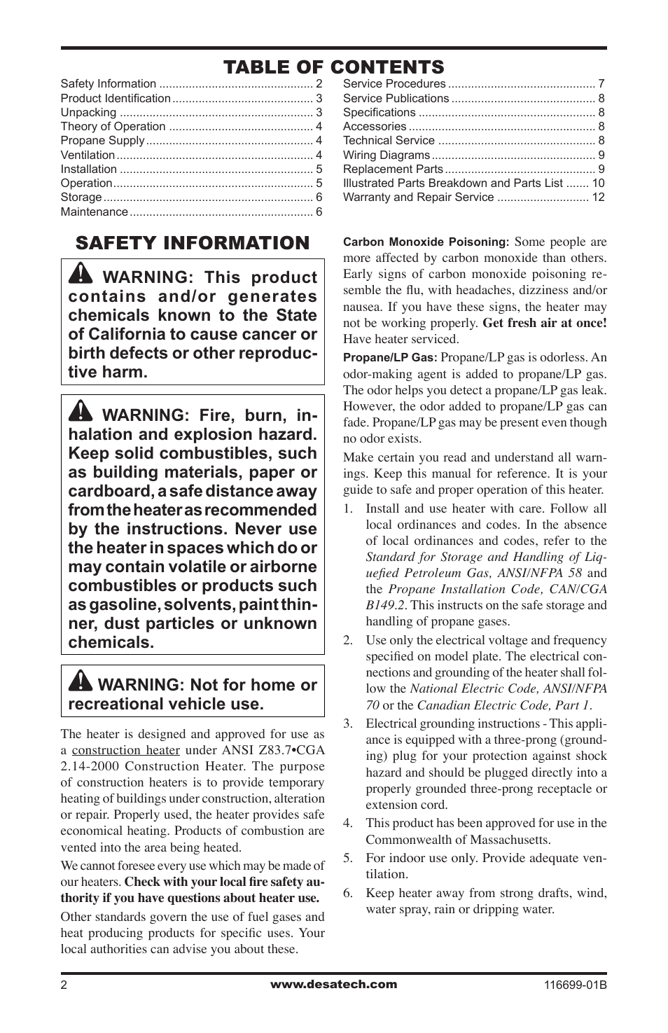 Desa 375-F User Manual | Page 2 / 36