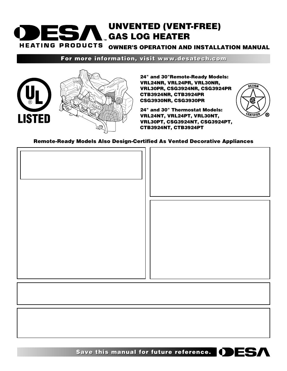 Desa VRL24NR User Manual | 38 pages