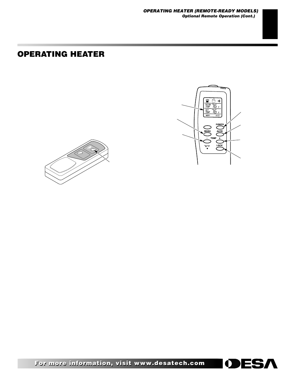 Operating heater, Continued | Desa VRL24NR User Manual | Page 21 / 38