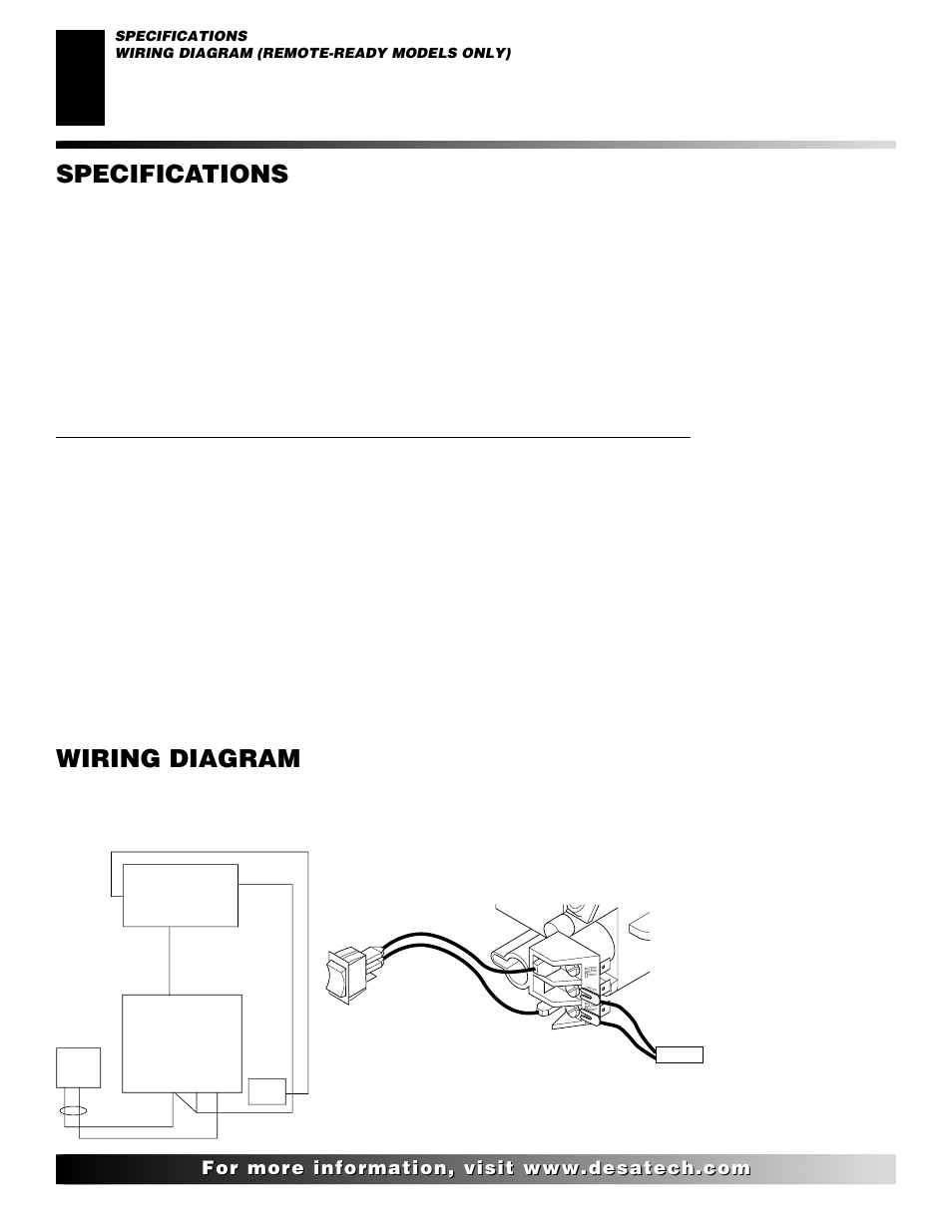 Specifications, Wiring diagram, Remote-ready models only) | Desa VRL24NR User Manual | Page 28 / 38
