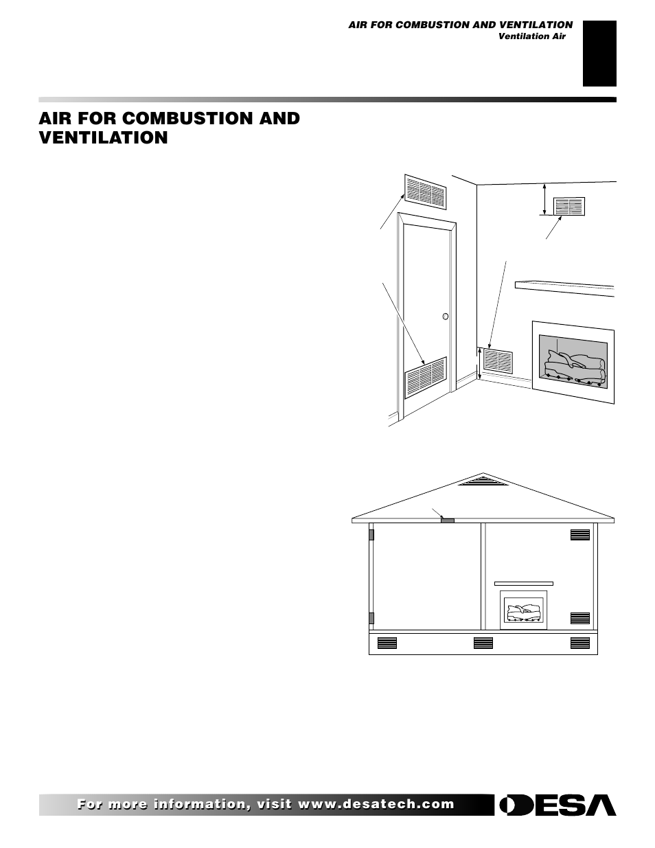 Air for combustion and ventilation, Continued, Ventilation air | Desa VRL24NR User Manual | Page 7 / 38