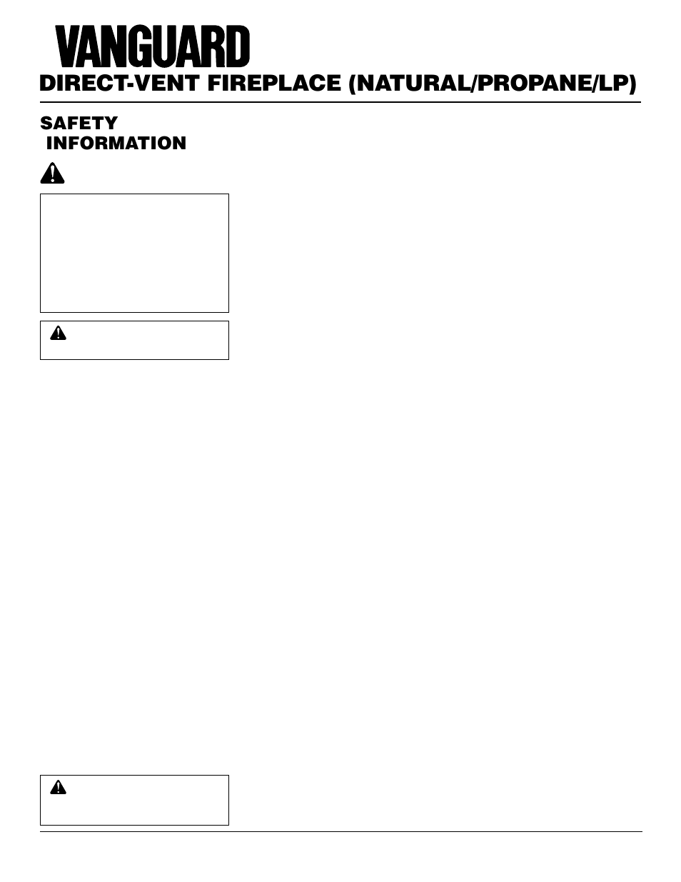 Direct-vent fireplace (natural/propane/lp), Safety information | Desa BHDV37NC User Manual | Page 2 / 40