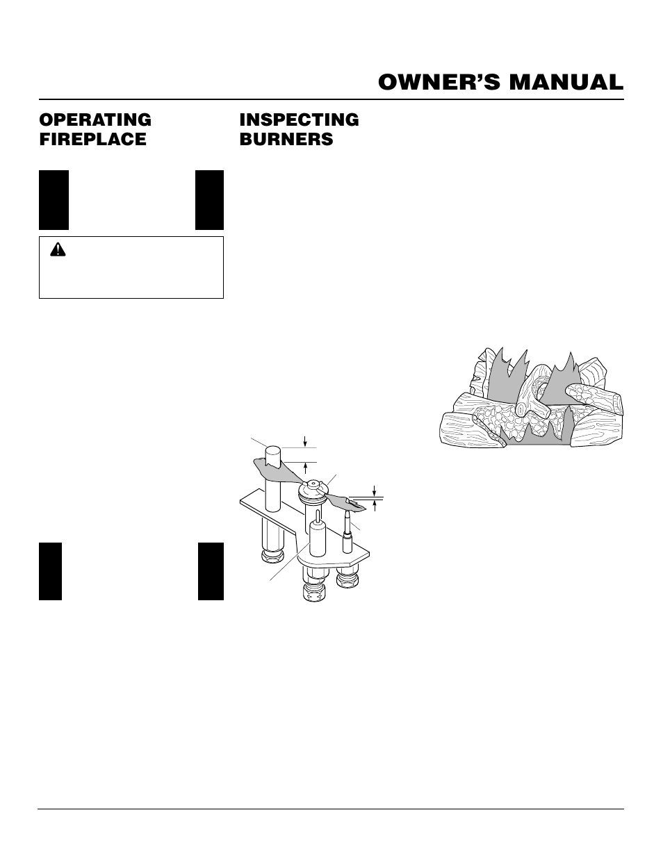 Owner’s manual, Inspecting burners, Operating fireplace | Desa BHDV37NC User Manual | Page 27 / 40