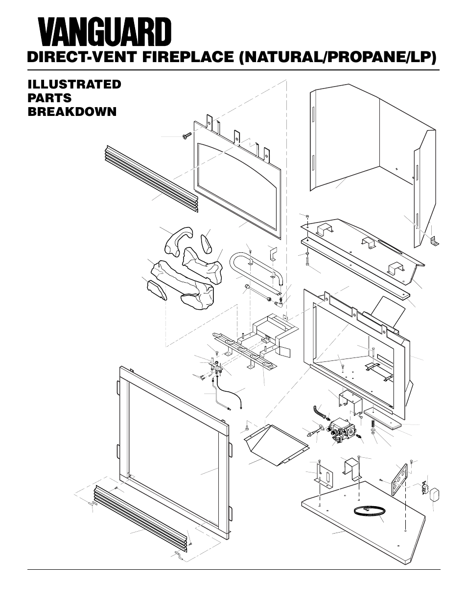 Direct-vent fireplace (natural/propane/lp), Illustrated parts breakdown | Desa BHDV37NC User Manual | Page 34 / 40