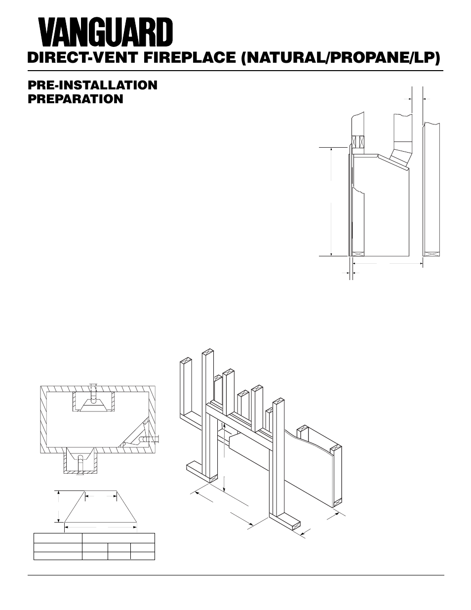 Direct-vent fireplace (natural/propane/lp), Pre-installation preparation, Location and space requirements | Clearances, Framing and finishing | Desa BHDV37NC User Manual | Page 4 / 40