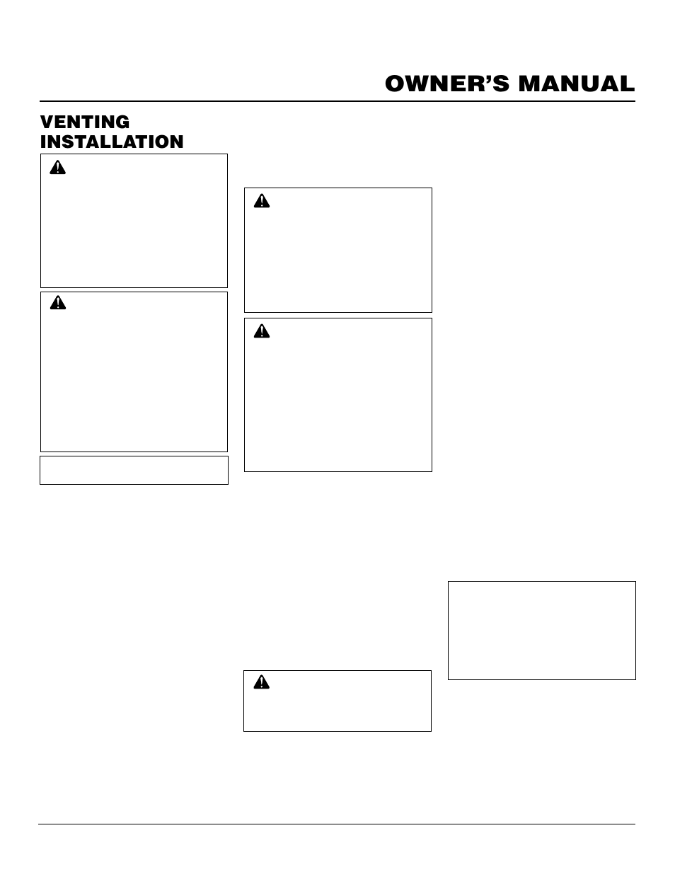 Owner’s manual, Venting installation | Desa BHDV37NC User Manual | Page 7 / 40