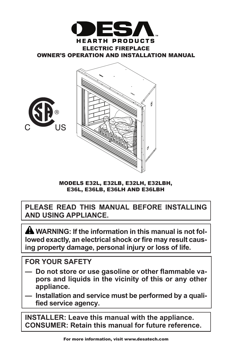Desa E36L User Manual | 28 pages