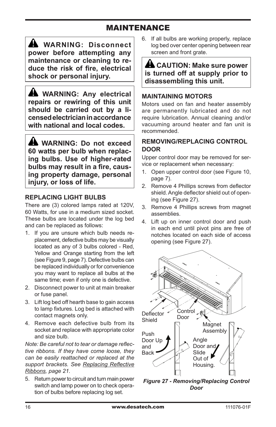 Maintenance | Desa E36L User Manual | Page 16 / 28