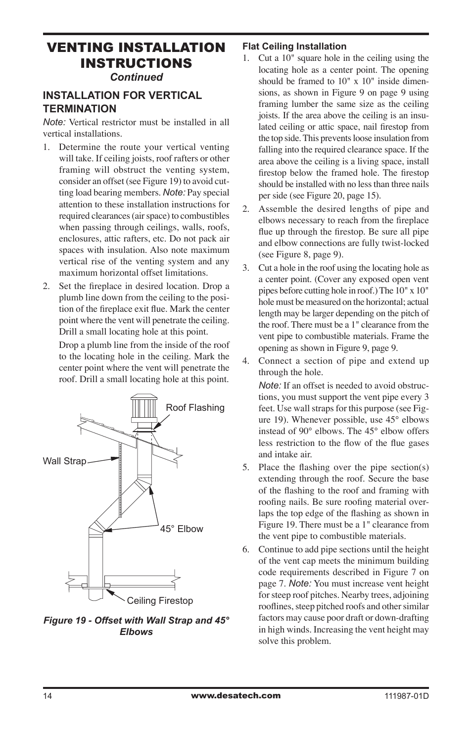 Venting installation instructions | Desa (V)T32EN SERIES User Manual | Page 14 / 40