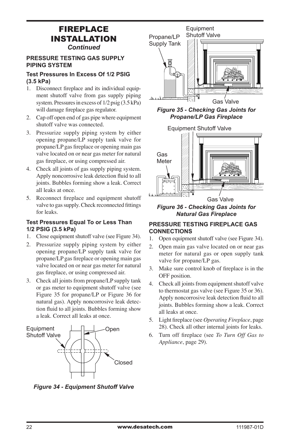 Fireplace installation | Desa (V)T32EN SERIES User Manual | Page 22 / 40